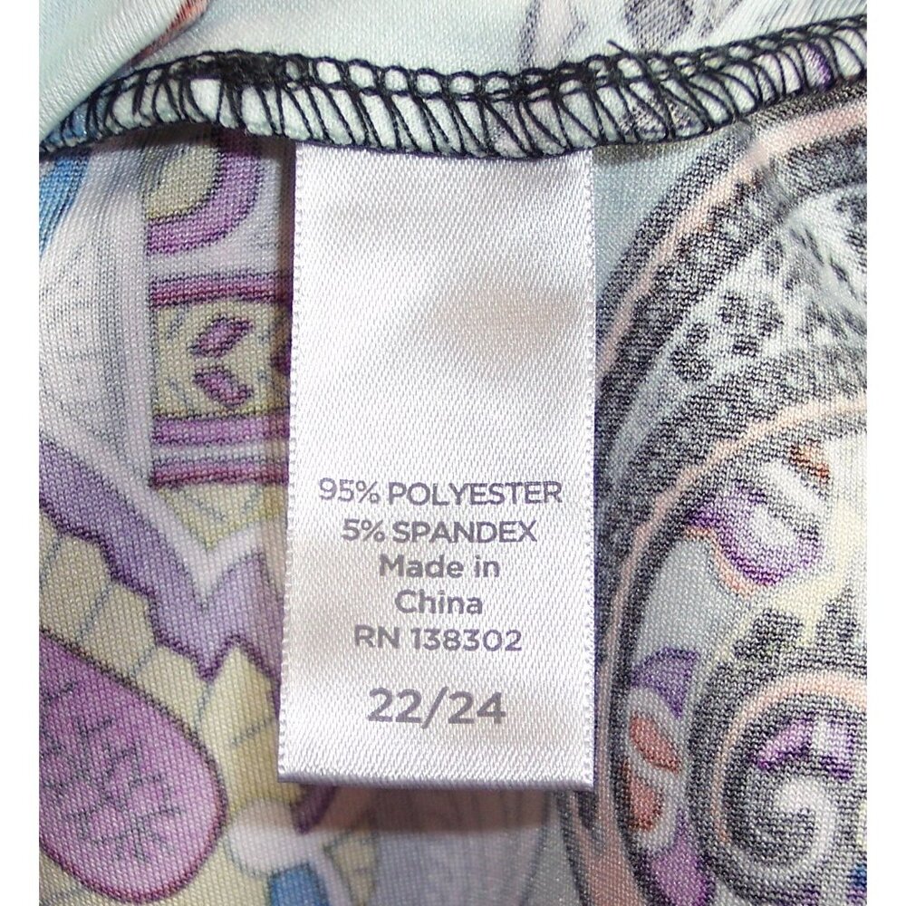 NEW Avenue 22/24 Paisley Dress Handkerchief Hem Elbow Length Sleeves V-Neck NWT - Picture 12 of 14